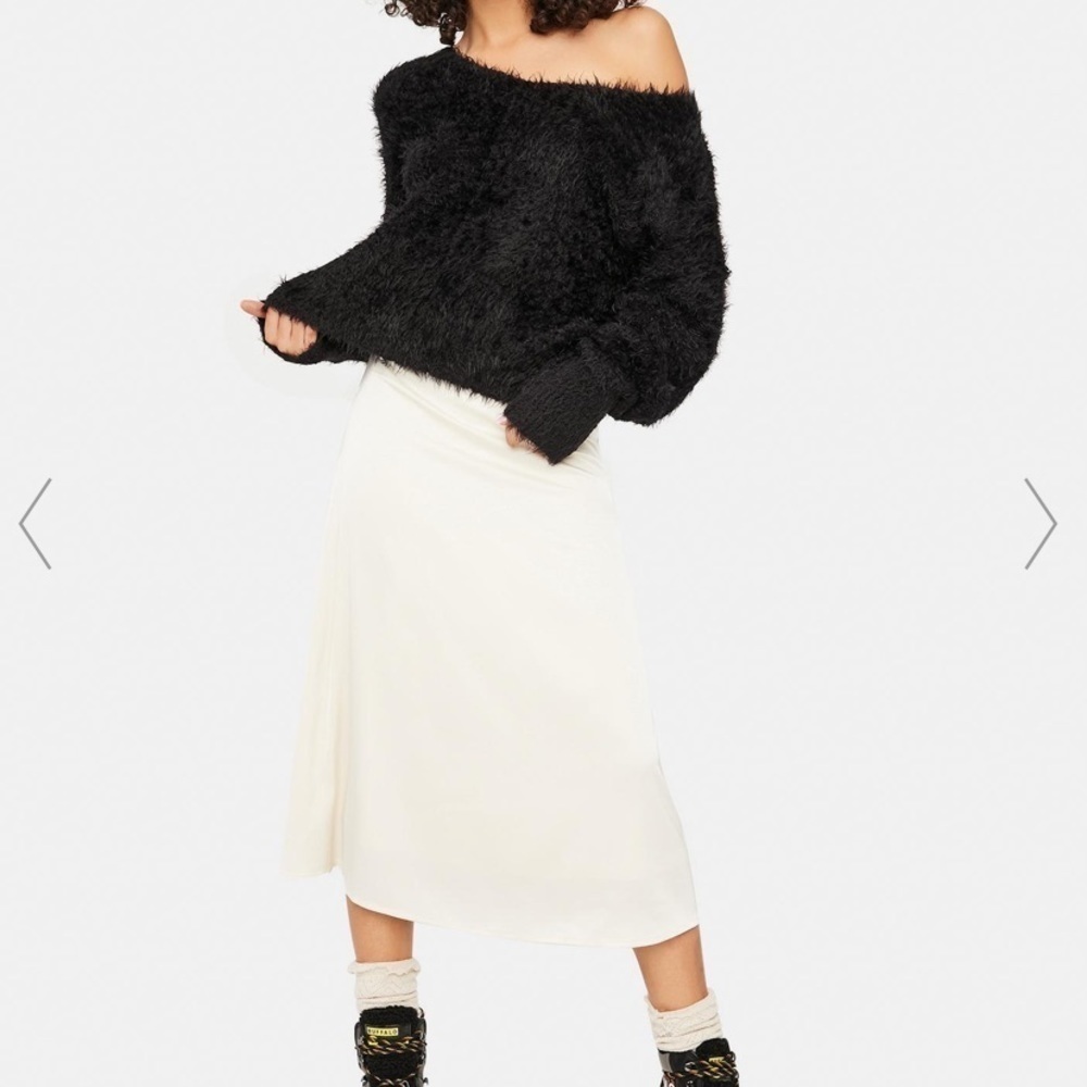 Free People Black Addams V Neck black fuzzy slouchy oversized cozy sweater new